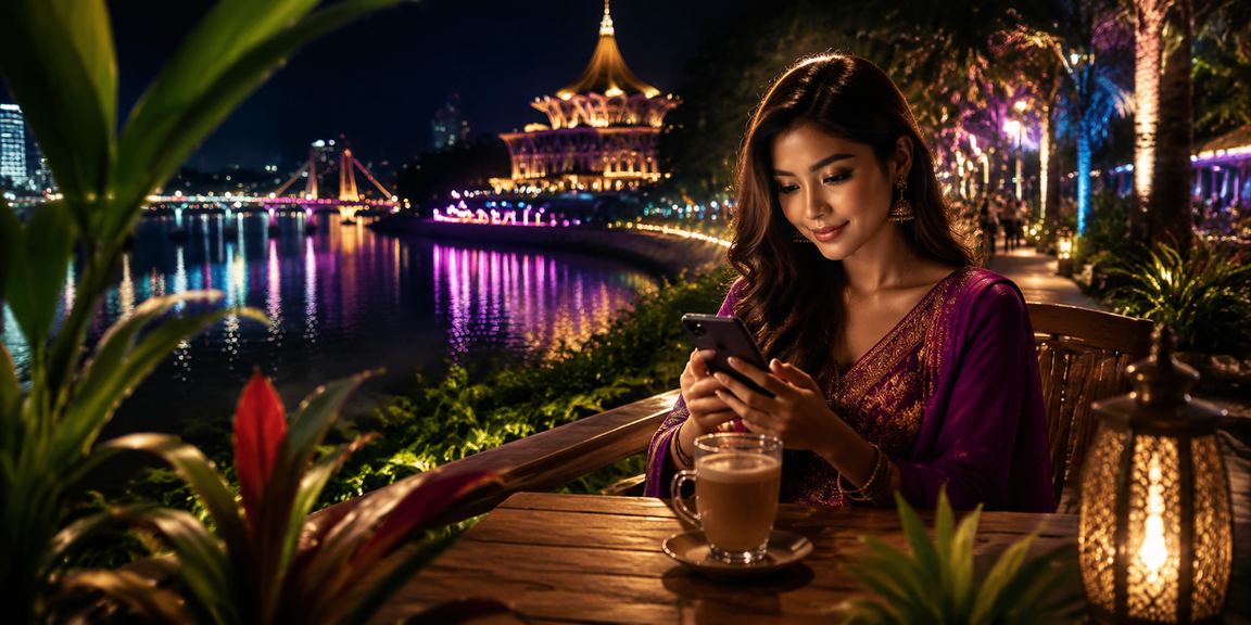 Pengguna Kuching mengakses kasino dalam talian luckypot menggunakan telefon mudah alih